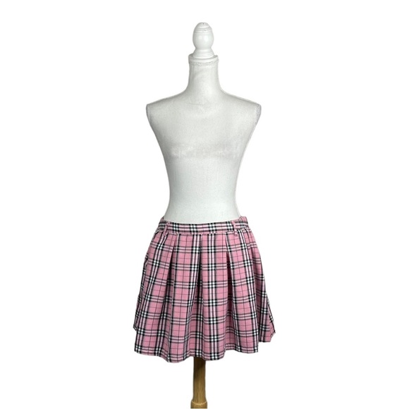 Unbranded Pink Plaid Pastel Dark Academia School Girl Pleated Mini Skirt Barbie - Picture 2 of 6